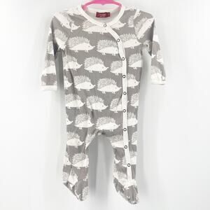MILKBARN 3-6 Months Infant Baby Hedgehog Gray Unisex Footie One Piece Organic